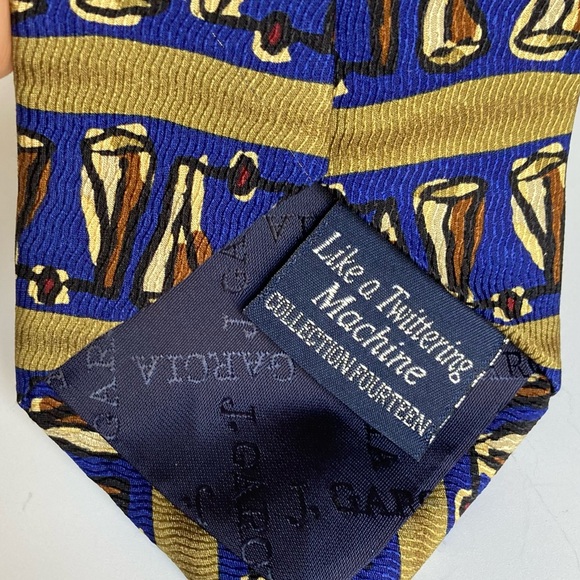 J. Garcia Silk Tie "Like a Twittering Machine” Blue Collection 14 Vintage 1996 - Picture 3 of 10
